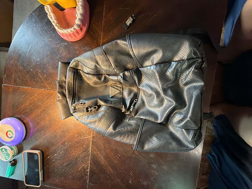 Guess Black Faux Snake Skin Leather Backpack